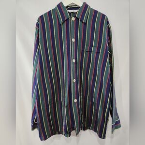 Luxe DEREK ROSE SAVILLE ROW 100% Cotton Pajama Sleep Shirt Multi Stripe Sz 40 M